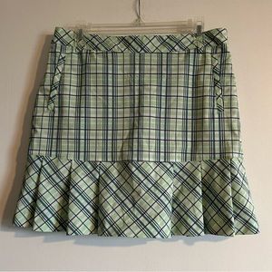 N VO By Lanctot Golf Preppy Green Plaid Skort Size 8 EUC